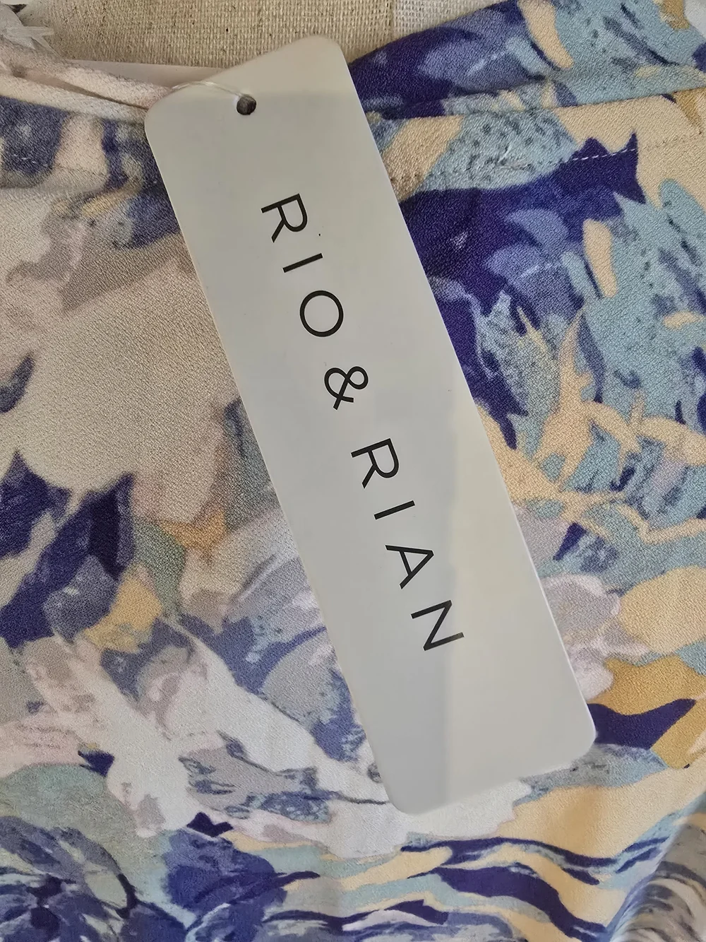 Watercolor Floral V-Neck Blouse in Blue and Cream - Picture 3 of 4